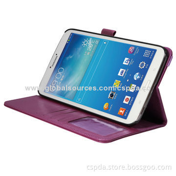 PU Leather Stand Cases for Samsung Galaxy Tab 4 8.0, with Card Slots